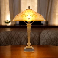 Art Deco Design Table Lamp Brass Light "FLOWER RUSH" Hollywood