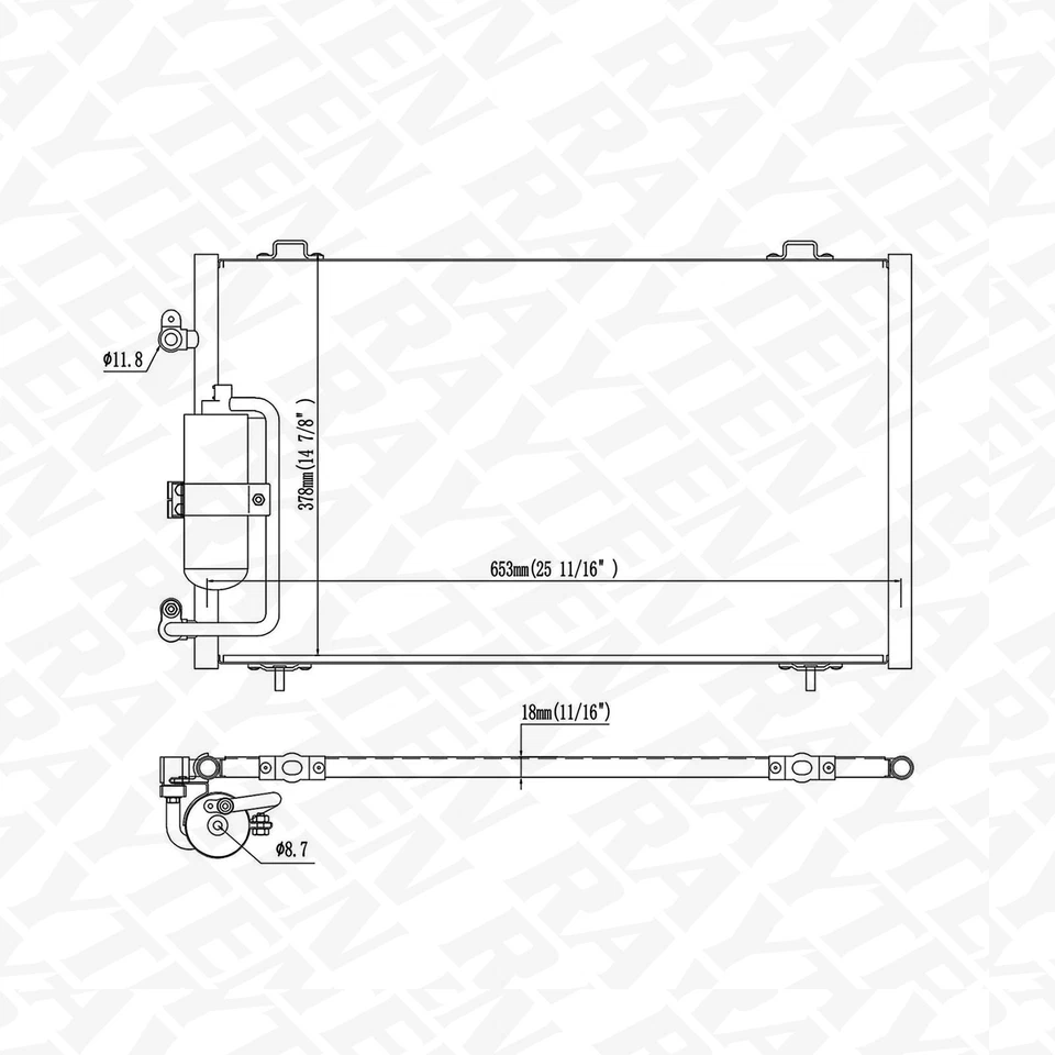A/C Condenser with Drier for Pontiac Vibe 2003 2004 2005 2006 2007 2008 CU4726  - Image 2 of 4