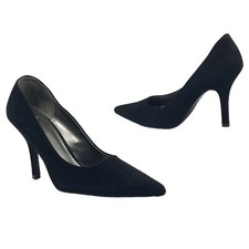 Vintage 00s NINE WEST Womens 9 Suede Leather Pointed Toe Stiletto Heel Pumps