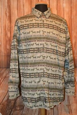 Vintage Woolrich Men's Deer Elk Stripe Long Sleeve Flannel Shirt Sz 2XL