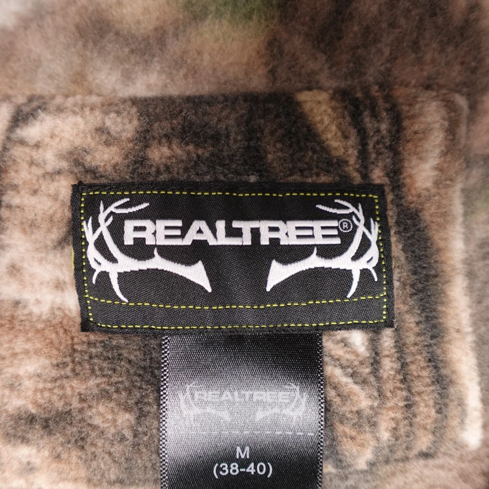 Realtree Camo Jacket Mens Medium Green Brown Woodland Fleece Full Zip Hunting - Image 2 of 4