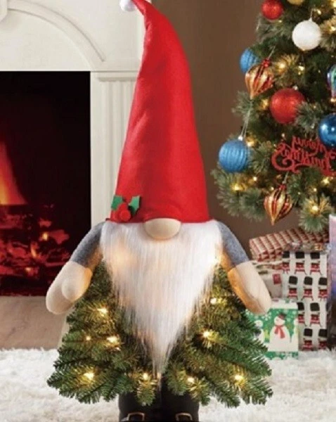 Holiday Time Standing Gnome Pre Lit Christmas Tree with Clear