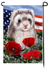 Patriotic Flowers Garden Flag - Silver Sable Ferret