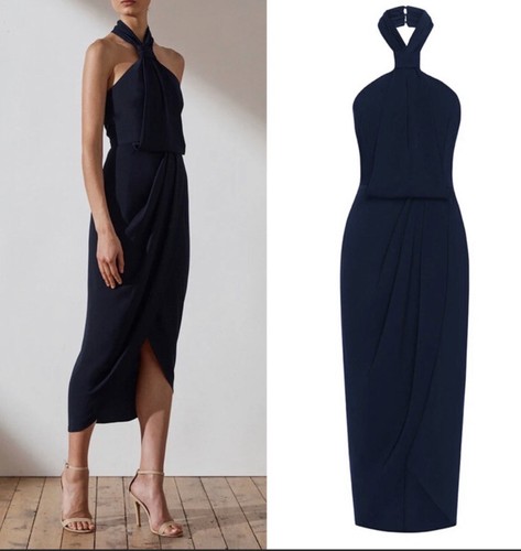 NWOT Revolve Shona Joy Navy Cocktail Midi Knot Dress SIZE 2 | eBay