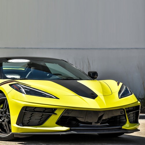 For Chevy Corvette C8 2020-UP Carbon Fiber Style Front Bumper Lip Splitter - Picture 2 of 12