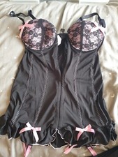 ann summers Hollywood Black + Pink  Suspender Cami  Small 8 10