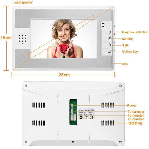 Wired Door Phone Doorbell Touch Key 7" Lcd Video With Ir Camera Home Security AC - Picture 60 of 173