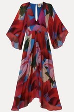 FARM RIO Watercolour Floral Blue Maxi-Dress Size- XS