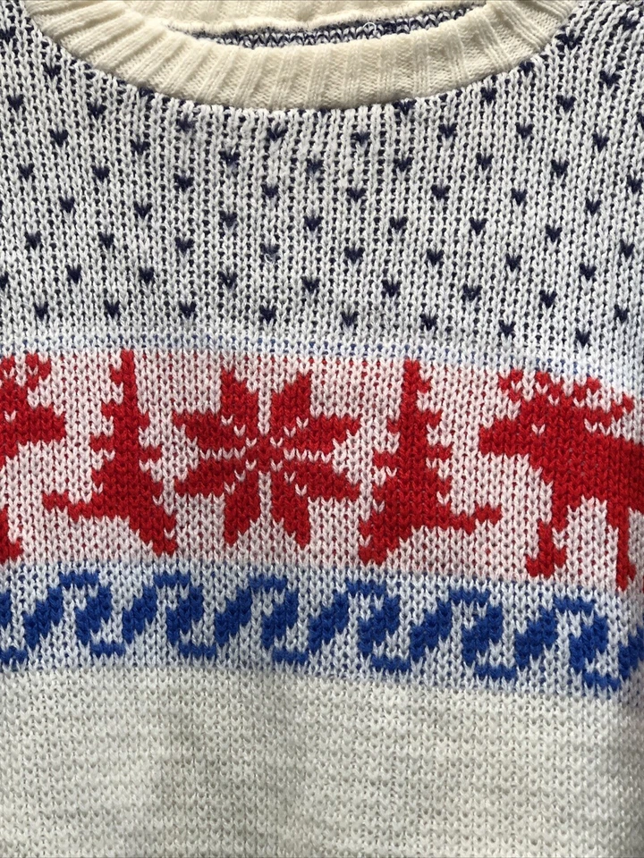 Vintage Men’s Christmas KNIT Acrylic Reindeer Ski Sweater size L holiday - Image 3 of 4