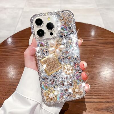 Iphone 16, 16+, 16 pro, pro max Diamond case With Free Screen Protector