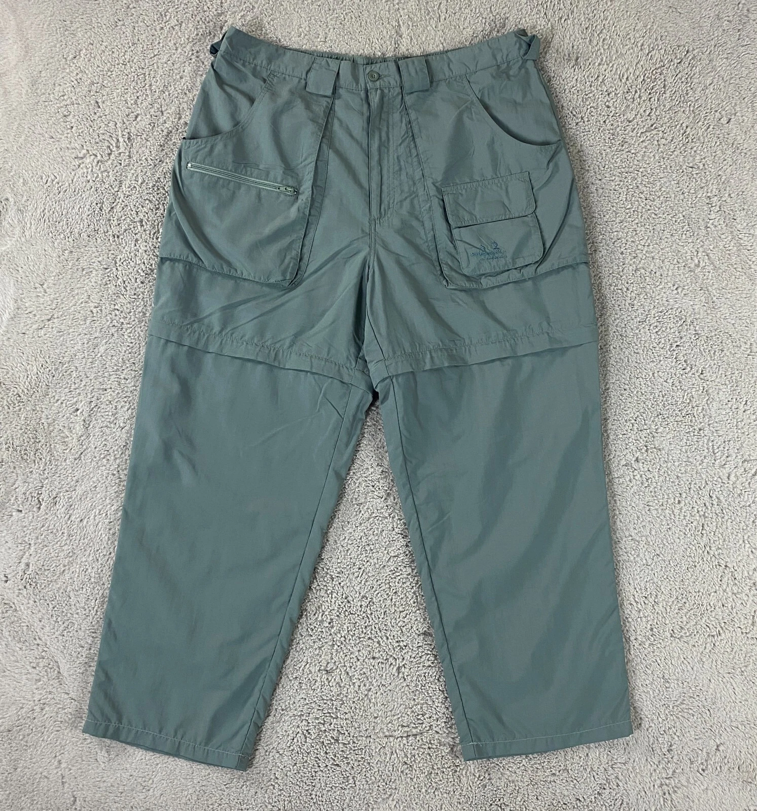 Cabelas Guidewear Convertible Zip Off Pants Men Large Green L 27" Inseam Fishing