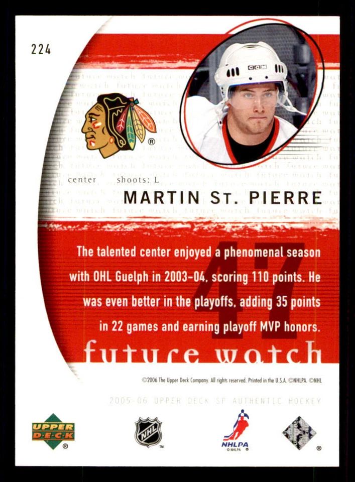 2005-06 SP Authentic #224 Martin St. Pierre RC /1999 (ref 240250) - Image 2 of 2