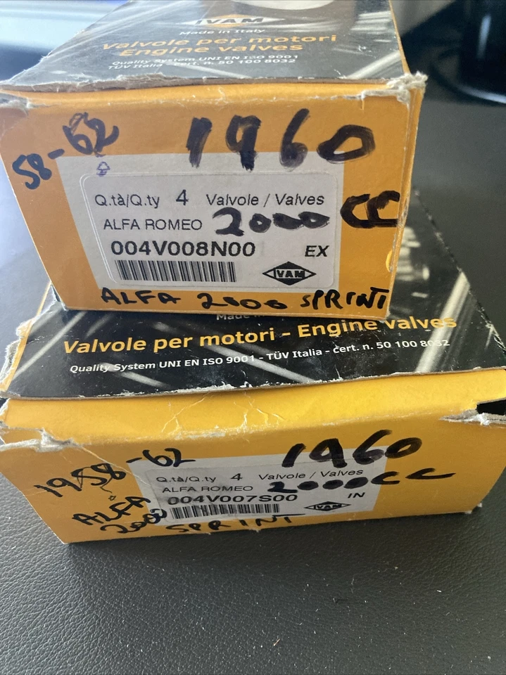 1020003300 阿尔法罗密欧 Sprint 2000 进气和排气阀套件(2x4 件)- 全新无标签 — 第 3/4 张图片