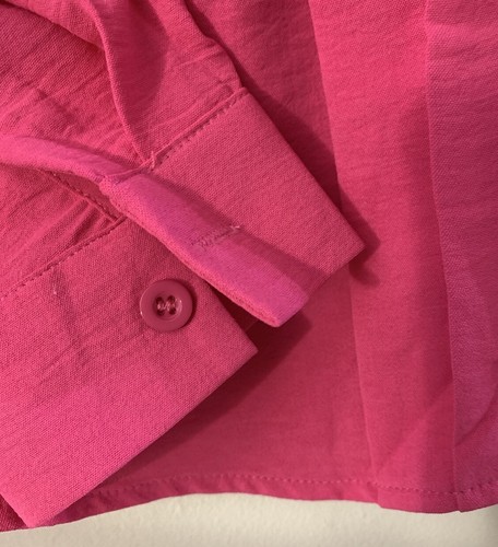 Long Sleeve Shirts for Women Dressy Casual Tops Pleated Front Small Pink - Picture 3 of 7