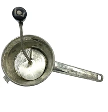 Antique Foley Food Mill Rotating Handle Legs Metal Silver