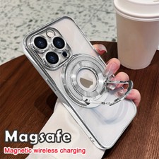 Clear Ring Stand Case For iPhone 16 15 Pro Max 14 13 12 Magnetic Magsafe Cover