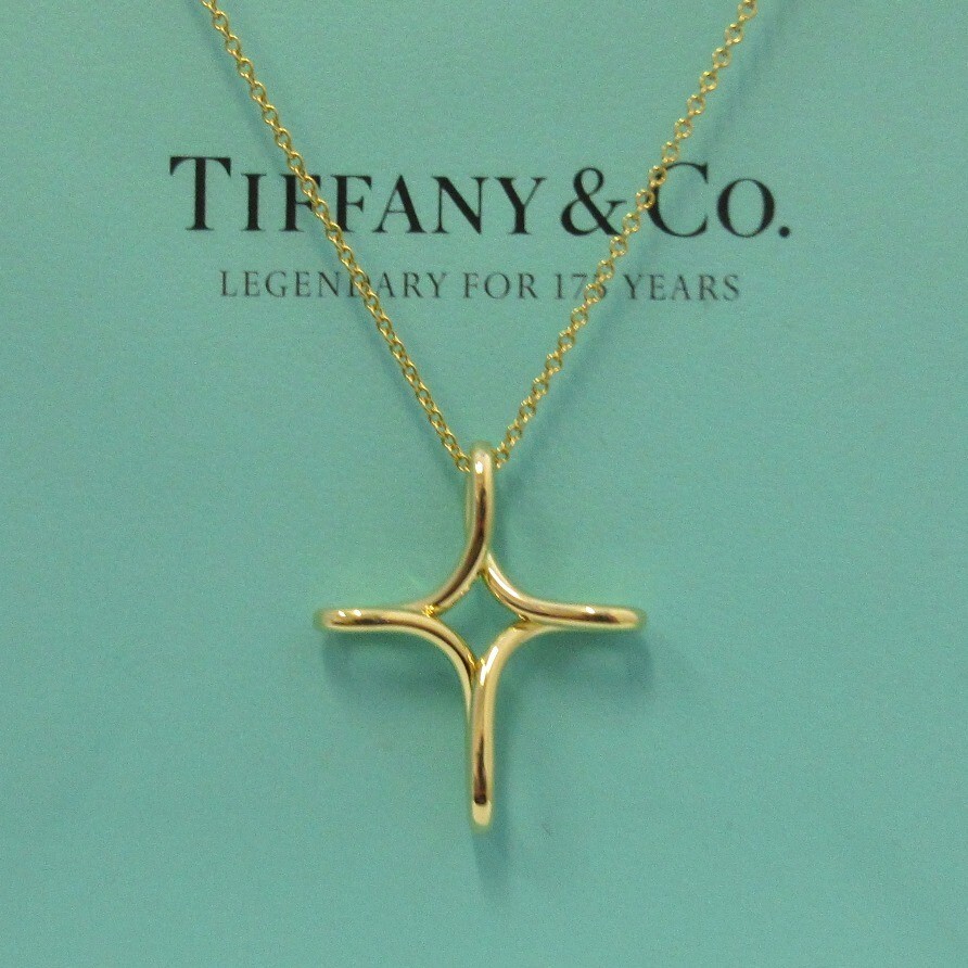 TIFFANY & Co. Elsa Peretti 18K Gold Infinity Cross Pendant Necklace Medium eBay