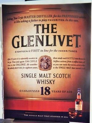 GLENLIVET SINGLE MALT SCOTCH WHISKEY 18 YEARS AGED ORIGINAL VTG 2006 AD, 