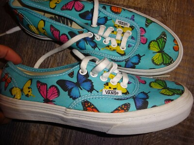 shoes VANS teal butterfly men youth boy girl women