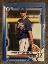 2021 Bowman Baseball Braden Shewmake Atlanta Braves Prospect Blue Paper Parallel