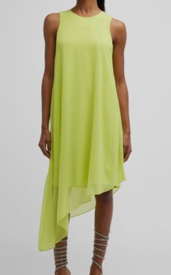$398 Kobi Halperin Women's Green Pixie Sleeveless Asymmetric Midi Dress Size XS