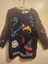 Vintage Kids Hartstrings 5/6 2000 New Years Sweater Made in China
