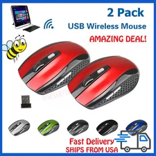 2 Wireless Optical Mouse Mice & USB Receiver For PC Laptop Computer DPI  2.4GHz
