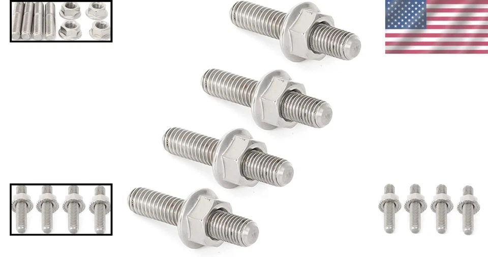 Durable Zinc Exhaust Studs and Chrome-Flanged Nuts for 1984-2015 Harley Models Foto 2 de 4