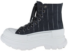 ALEXANDER McQUEEN Gray Stripe Canvas TREAD SLICK High Top Platform Sneakers 39