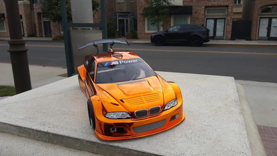 200mm 1/10 CHROME ORANGE BMW M3 4Tec2 drift HPI DC10 YD2 MST TT02 Body Only - Image 3 of 4