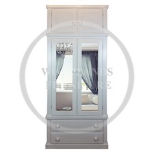 HANDMADE AYLESBURY DOUBLE MIRRORED WARDROBE WITH TOPBOX WHITE (NOT FLATPACKED)