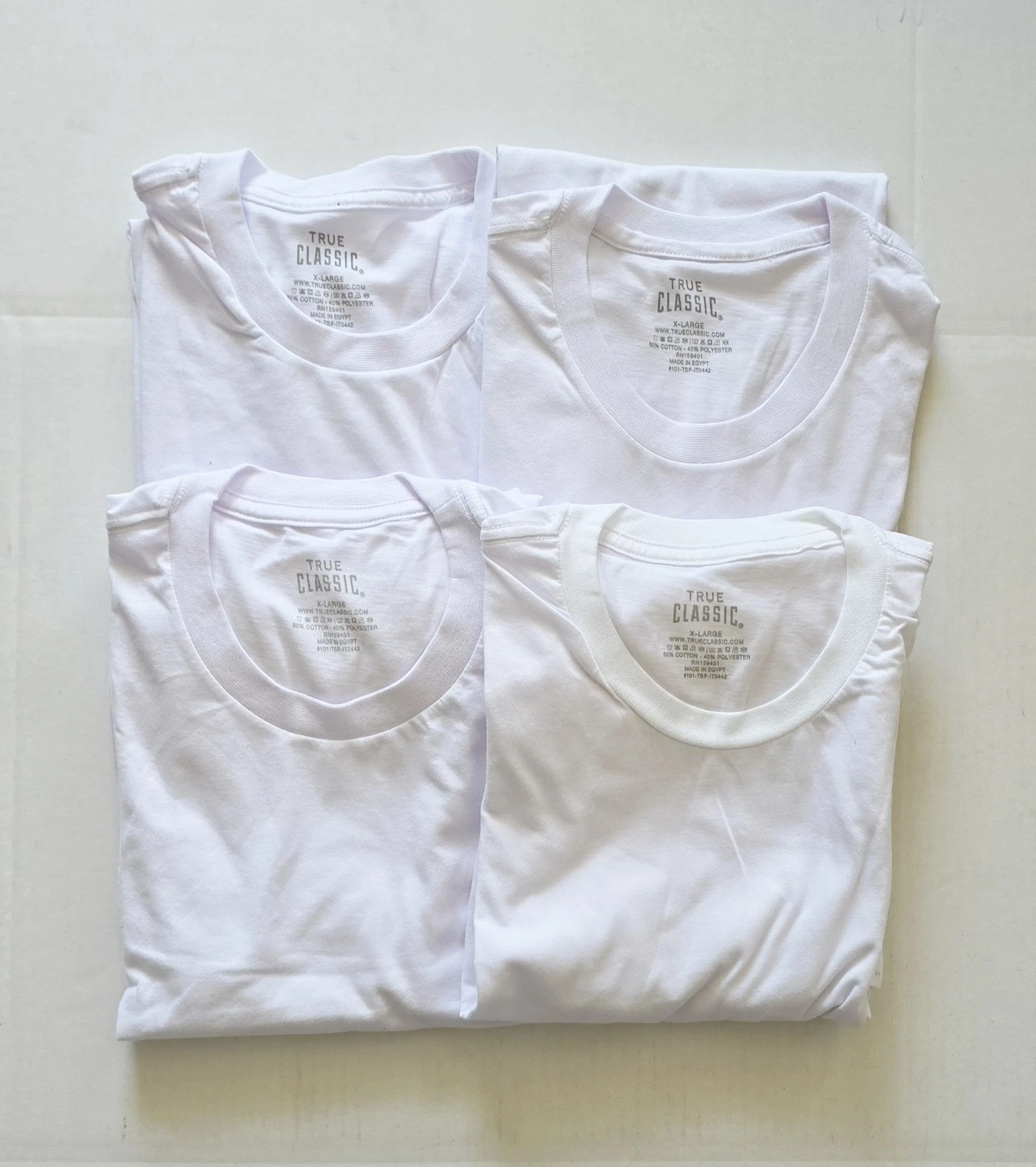 True Classic - Crew Neck - Short Sleeve T-Shirt - White - X-Large - 4 Pack