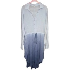 Free People Ray of Light Extreme Buttondown Blue Ombre Dress Size Medium
