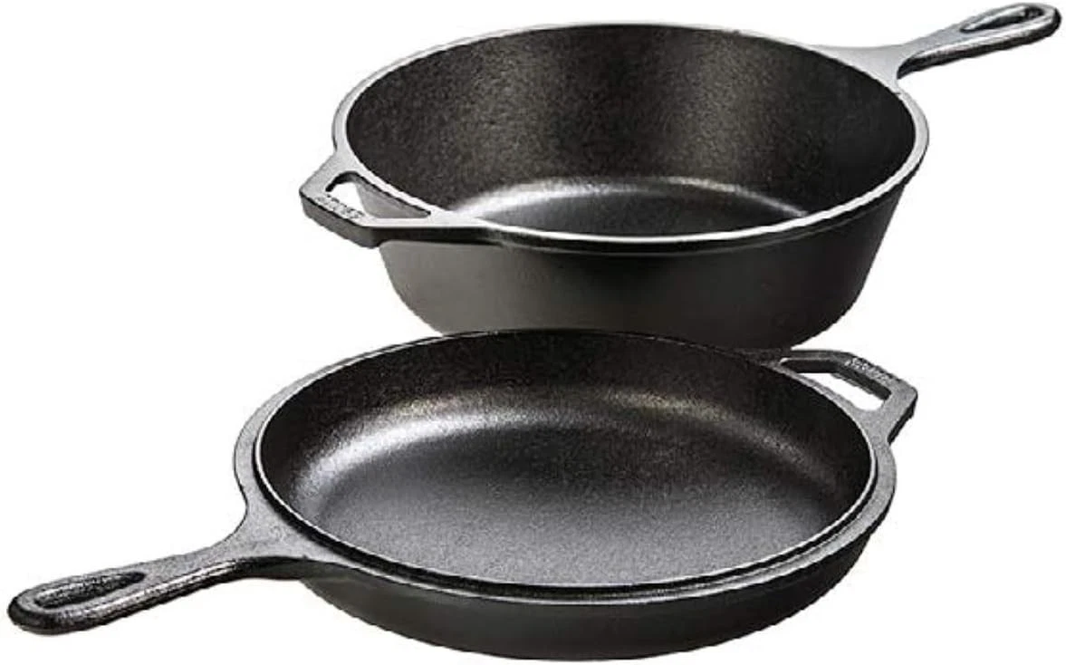 Lodge Cast Iron Combo Cooker - PFAS-Free 2-in-1 3.2 Quart Deep 10.25", Black