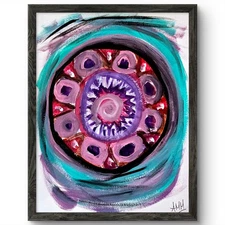Mandala Original Acrylic Painting  Colorful Abstract Impressionism  9X12 PAPER