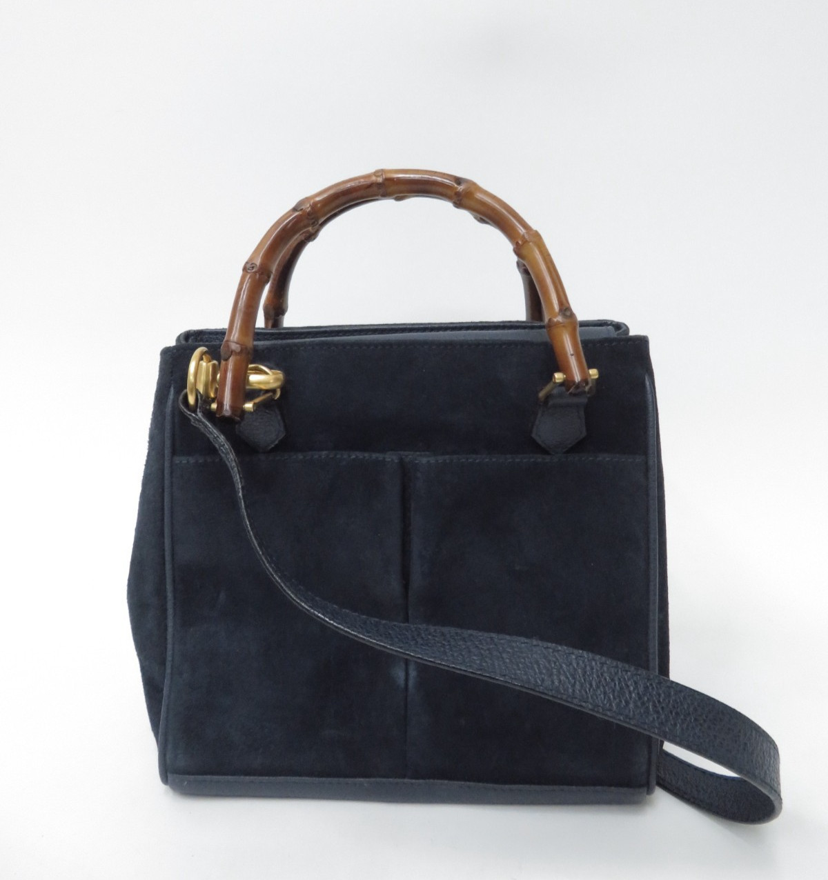 Autentica borsa Gucci scamosciata in pelle di bambù a 2 vie con anima a mano ...