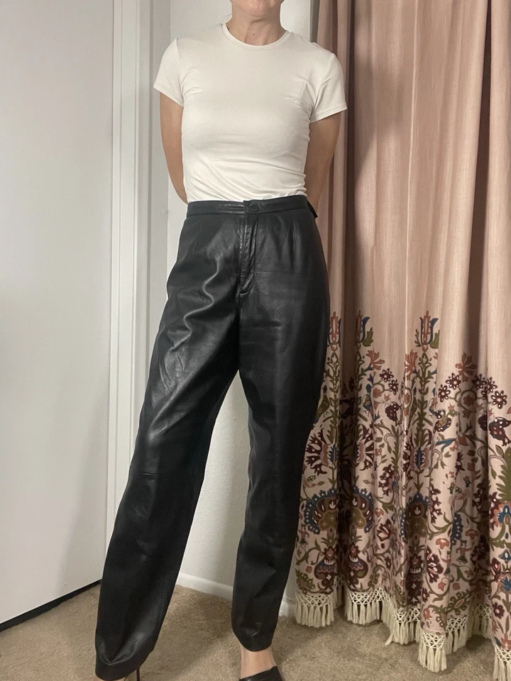 Mixit Vintage Leather Pants 10 Straight Classy Lined Inseam 30 High Rise - Image 2 of 4