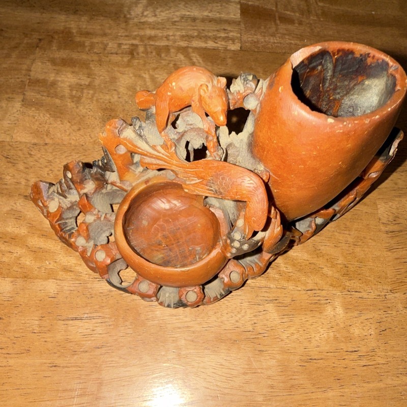 Soapstone hand carving w/ Animal Figures & Integrated Bowls 