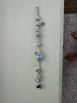 Auth Pandora 925 ALE Sterling Silver Charm Bracelet Size 20 cm (8 ) w/ 11 charms