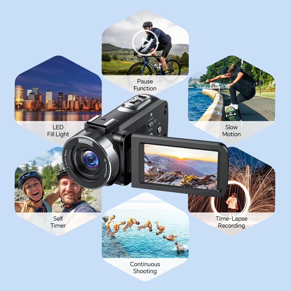 Mp4 Video Camera 4K Camcorder Video Camera 42MP Vlogging Camera for YouTube 18x Digital ...