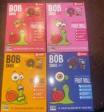 Lot Of 4 Bob Snail Fruit Roll - Apple-Strawberry, Mango, Apple-Raz & Apple Blue