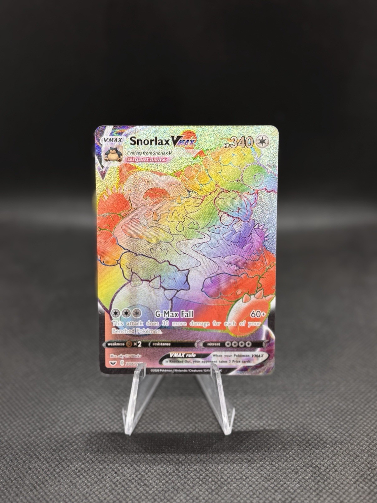 POKEMON Snorlax VMAX (Secret) 206/202 Swsh01: Sword & Shield Holo RAINBOW