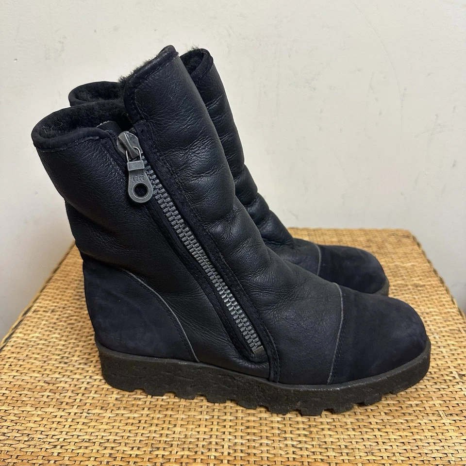 Botines gruesos Arche Lomage para mujer talla 40 de cuero nobuck negro con cremallera lateral Foto 3 de 4