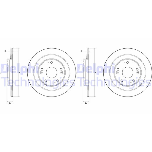 2X Delphi Bremsscheiben 276Mm Voll Hinten Passend FÜR Honda Civic | BG4773C-image