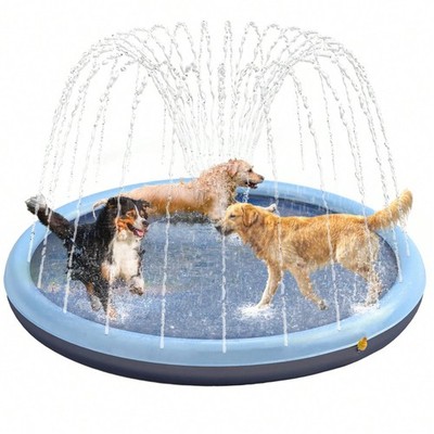 Dog Splash Pad Sprinkler Non Slip Thickened Summer Water Play Mat Fun Outdoor