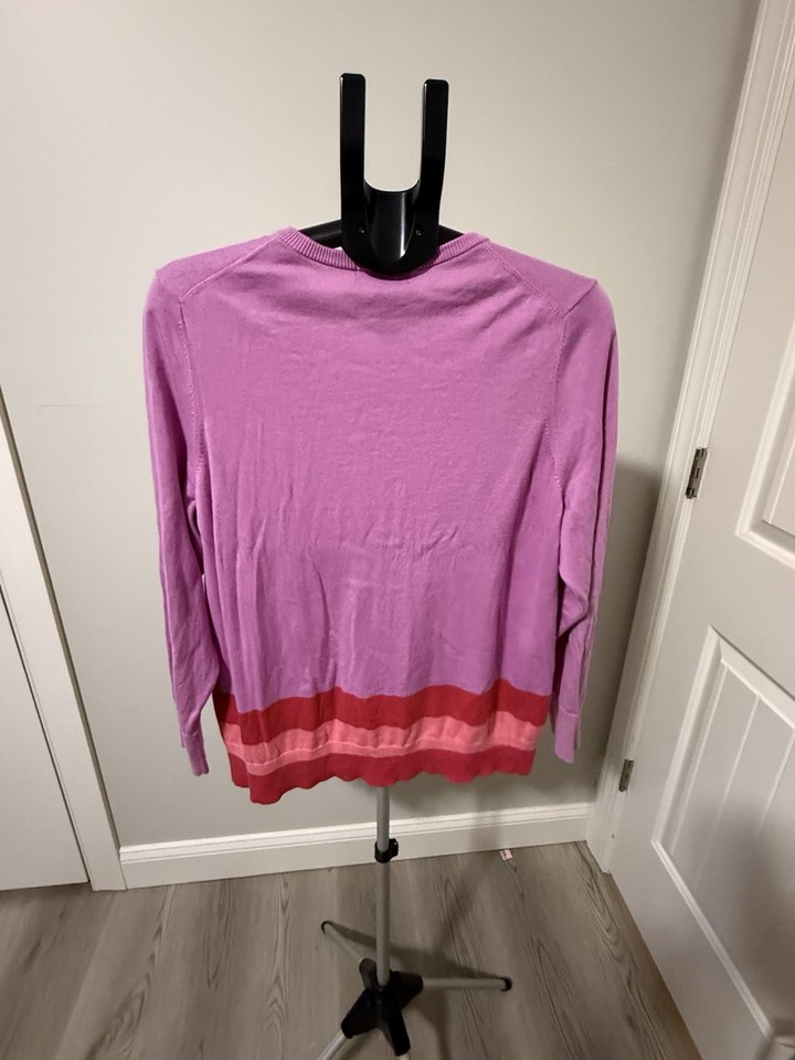 Lands' End Sweater Cardigan Knit Pink Long Sleeve Women's 1X Button ...