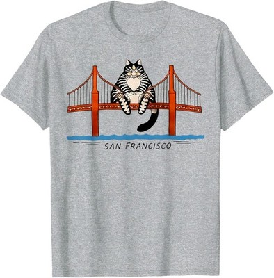 San Francisco Cat Golden Gate Bridge Book Lover Unisex T-Shirt