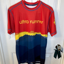 INKnBURN Ultra Runner Men’s M Mesh Polyester Athletic Crew Neck Tee Red/Blue