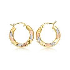 Gold Tri-Color Gold Polished Hoop Earrings