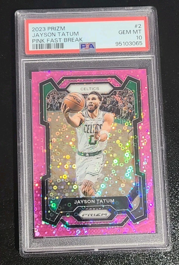 2023 Panini Prizm JAYSON TATUM Pink Fast Break ##/50 #2 PSA 10 view 2